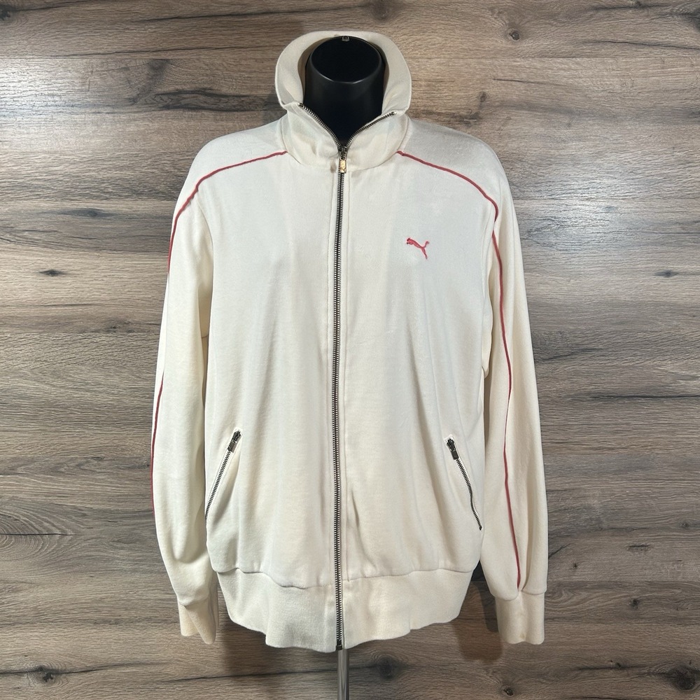 Puma Full Zip Velour, Track Jacket Cream Womens‎ Size XL Sweatshirt